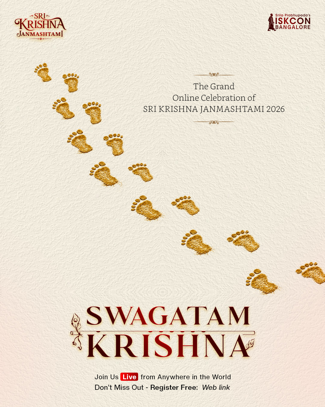 Golden Krishna footprints for the Anantakoti Japa Yagna